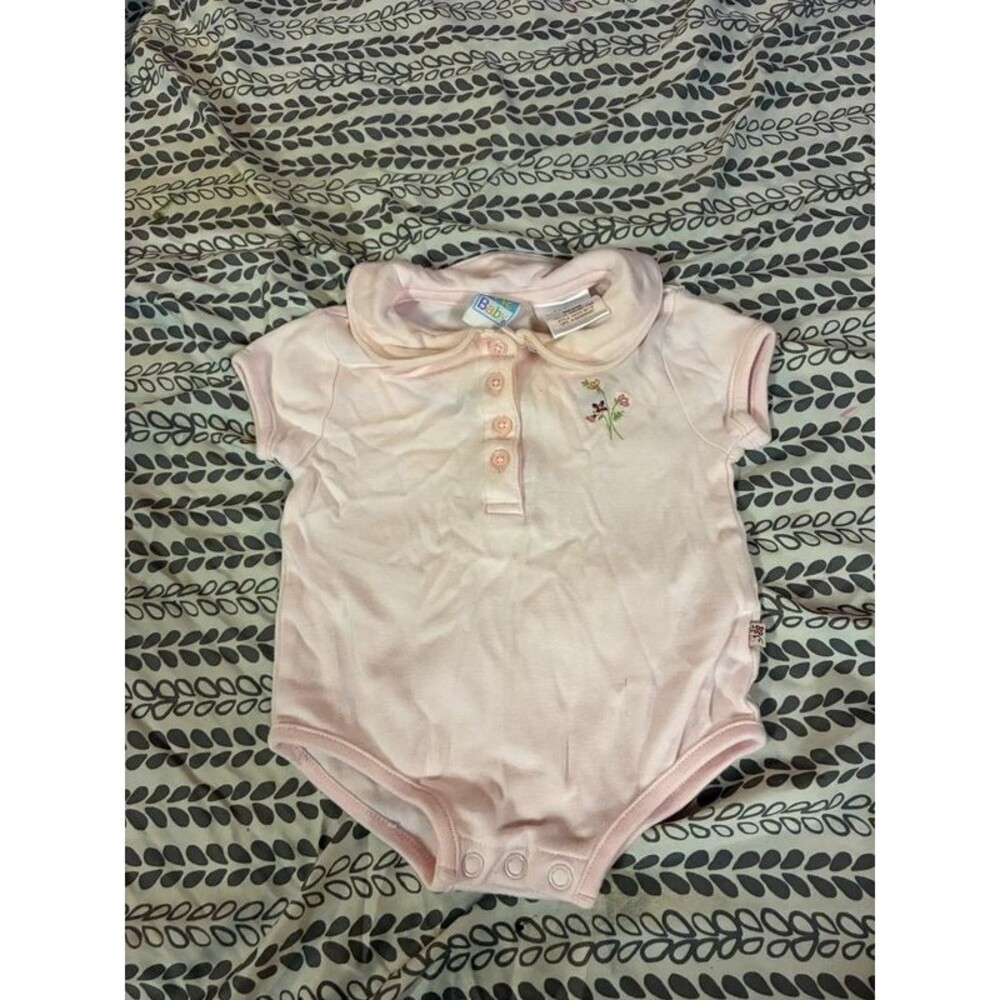 Baby Girl’s Vintage McBaby Collared Pink Bodysuit Size 0-3 Months